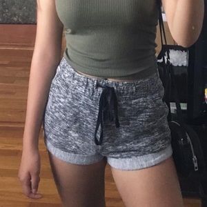 gray marled lounge shorts